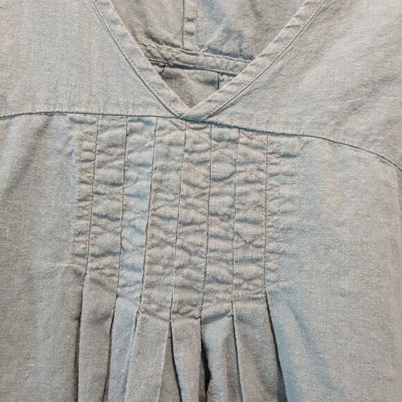 Johnny Was Calme V Neck Hemp & Organic Cotton Tunic in Blue/Green - Small/Medium - Picture 3 of 6